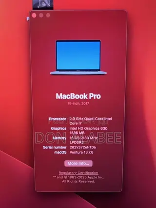 Laptop Apple MacBook Pro 2017 16GB Intel Core i7 SSD 512GB
