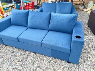 Green 3-Seater With 2- Seater Sectional Sofa With Built-in Cup Holders