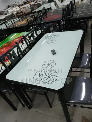 Glass 4 Chairs Dining Table