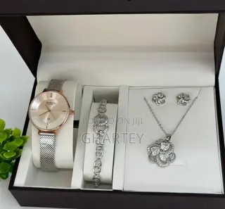 Ladies Watch Bracelet Necklace Gift Box Set