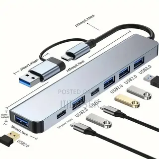 7in1 Multi Ports Usb Type C Hub Splitter Adapter Expansion