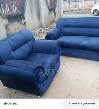 Blue Fabric Sofa Set