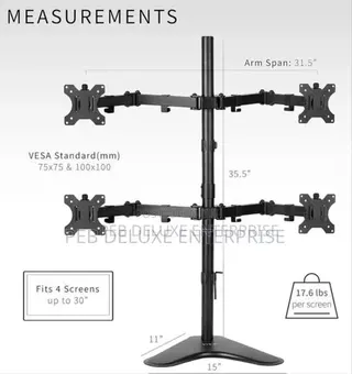 Putorsen Quad Monitor Stand,4 Monitor Mount For 13 To 32 Inch Screens
