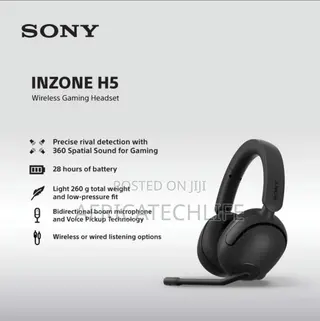 Sony Inzone H5 Wireless Gaming Headset, Ps5 Pc (Black), 360 Sound