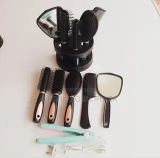 Hair Straightener+Brush+Comb+Mirror ( 6 In 1 )