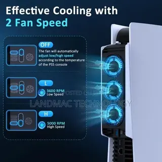 PS5 Cooling System With Temperature Control, USB 3.0 Hub LED Lights.