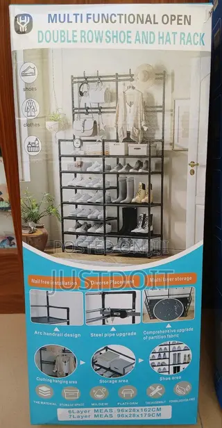 Multi Functional Double Row Shoe and Hat Rack