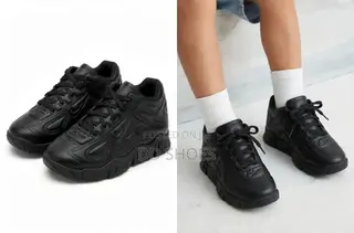 Kids Black Chunky School Shoes