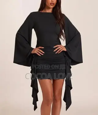 Black Long-Sleeve Mini Dress