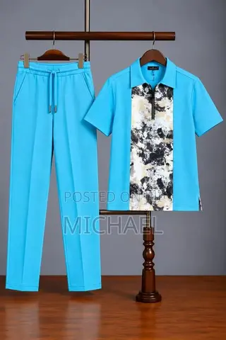 Men’s Casual Short-Sleeve Shirt and Matching Trousers