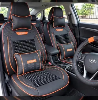 Beaded Massage Seat Cover Black/Orange With Pillows