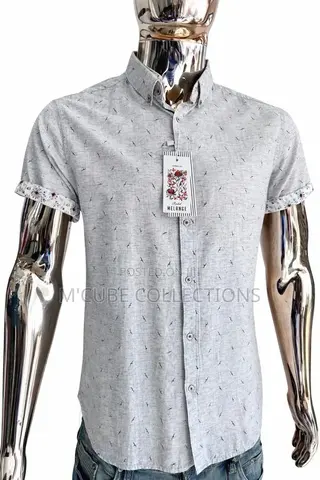 Men's Casual Chambray Short-Sleeve Shirt