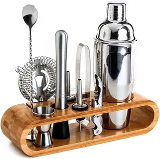 10pcs Cocktail Set Tools With Wooden Base
