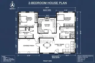 Two Bedroom House Plan Proposed Residential Building