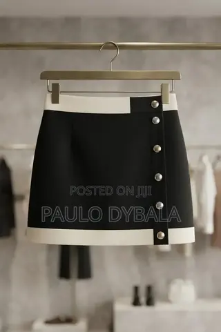 A Short Skirt Featuring a Color-Blocked Design