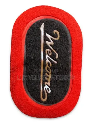 Red Black Welcome Oval Door Mat - Durable Entrance Mat