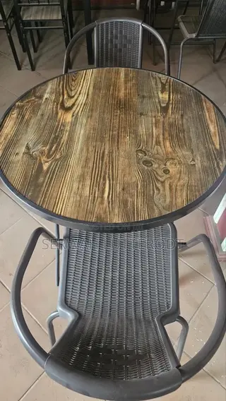 Dark Wood Effect Small Round or Square Table 1 Table and 2 Chairs