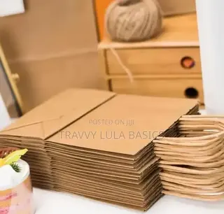 New Kraft Brown Food Bag With Handle-25pcs