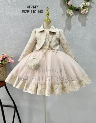 Premium Quality Pink Girl's Dress With Matching Handbag