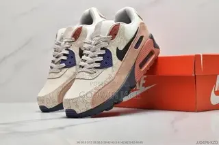 Nike Air Max 90 Premium Sneakers – Cream, Peach & Navy Blue
