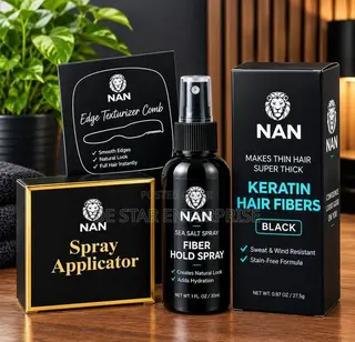 NAN Premium Hair Fibre Complete Kit – Black | Keratin Fibers