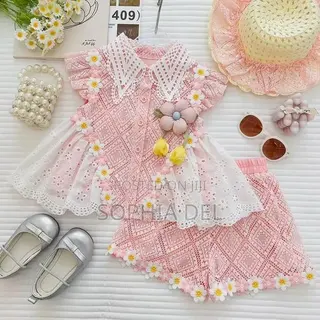 Premium Girls’ Pink Lace 2-Piece Set / Age 3-8Yeaes
