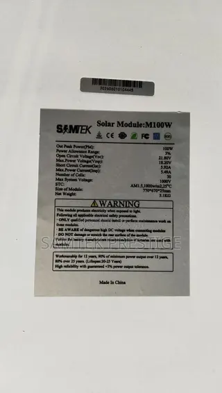 SamTek 100watt Monocrystalline Solar Panel