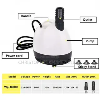 Wp-1800d Aquarium And Fountain Pump - Lift 3.5m Flow 5500l/H 80w