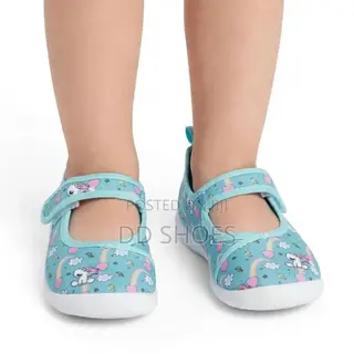 Blue Unicorn Print Baby Girls Mary Jane With Velcro Strap