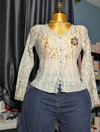 Lacey White Ladies Blouse