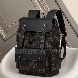 Quality Luxury Checkered Leather Unisex Laptop Backpack Work School