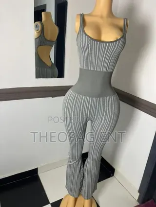 Sexy Ribbed Gym Lounge Set - Grey Brown