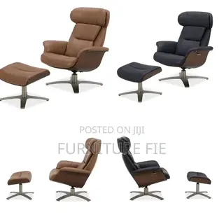 Janer Leather Swivel Chair Ottoman Set, Created for Macy’S