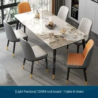 Luxury Italian Rock Table + 6 Chairs