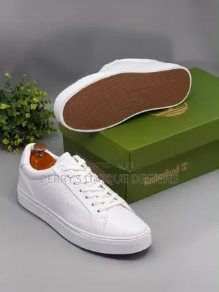 Men’s All-White Leather Casual Sneakers | Low-Top - Size 43