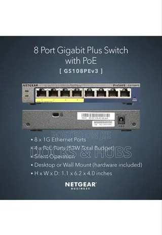 NetGear 8-Port PoE Gigabit Ethernet Plus Switch (GS108PEv3)