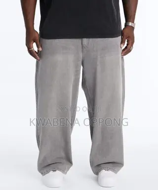 Fashion Nova Washed Dark Grey Baggy Jeans (W36-38)