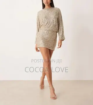 Gold Colored Sequined Mini Dress