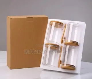 500ml 4pcs Borosilicate Glass Storage Jar With Bamboo Lid and Spoon