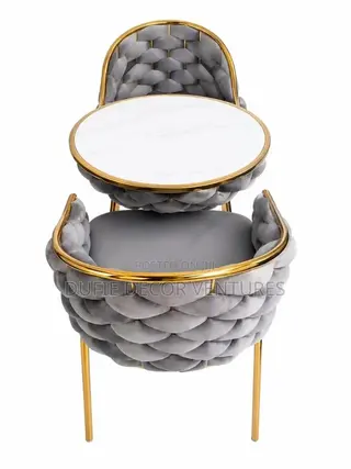 Modern Tufted Accent Chair- Dark Grey and Gold