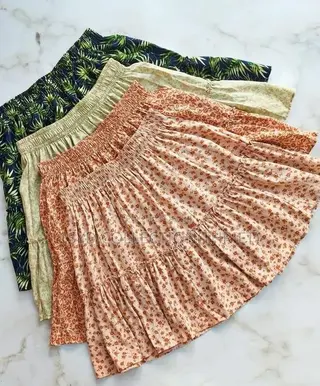 Floral & Tropical Shirred Mini Skirts -