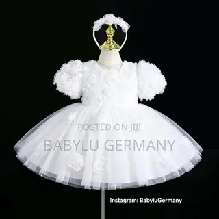 Premium Pure White Dress With Free Hair Band