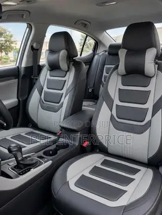 Grey Sport Leather Car Seat Cover Full Set With Neck Pillows