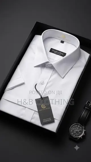 White Short Sleeve Shirt and Black (Long)