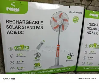 Rechargeable Solar Stand Fan 18 Inches AC DC