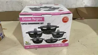 Disine Regina 12-Piece Granite Cookware Set - Red