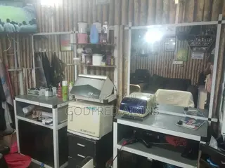 Unisex Salon Mirror and Shelves