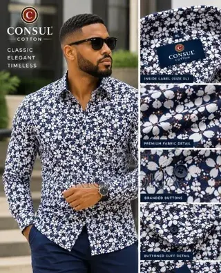Consul Men's Classic Long Sleeve Shirt Floral Print