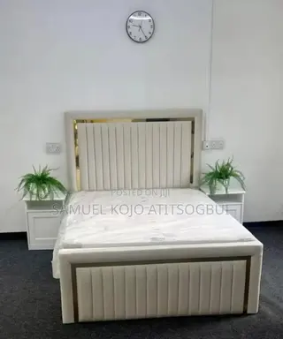 White Double Bed Frame 2 Drawers