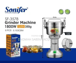 Sonifer Stainless Steel Spices Grinder Machine ,1,800W (350g)